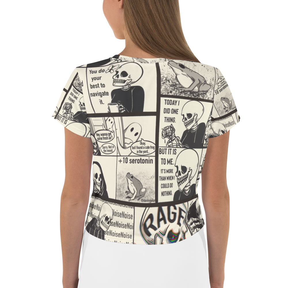 Comical All Over Print Crop T