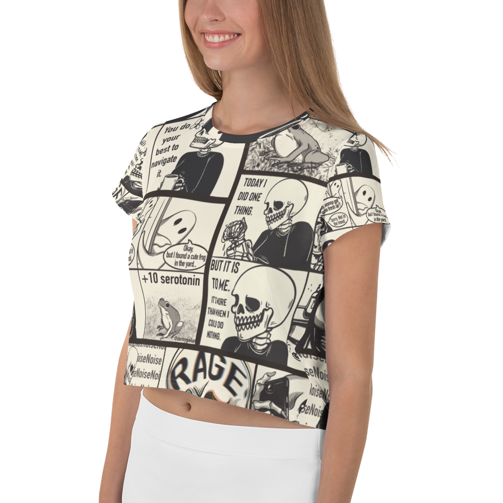 Comical All Over Print Crop T