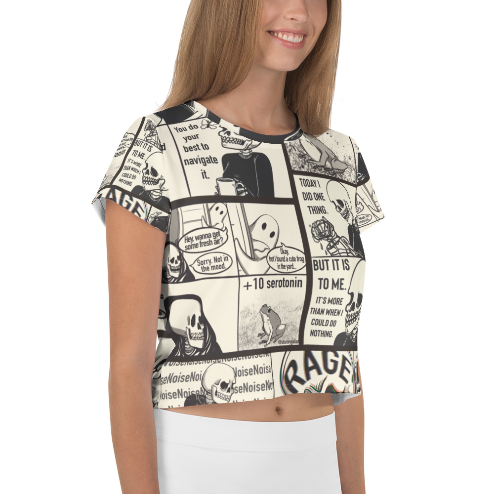 Comical All Over Print Crop T
