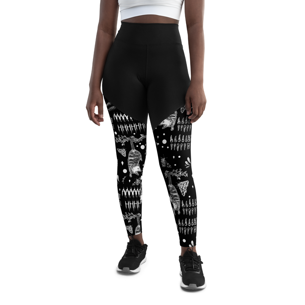 Possum Scream pattern Sports Leggings